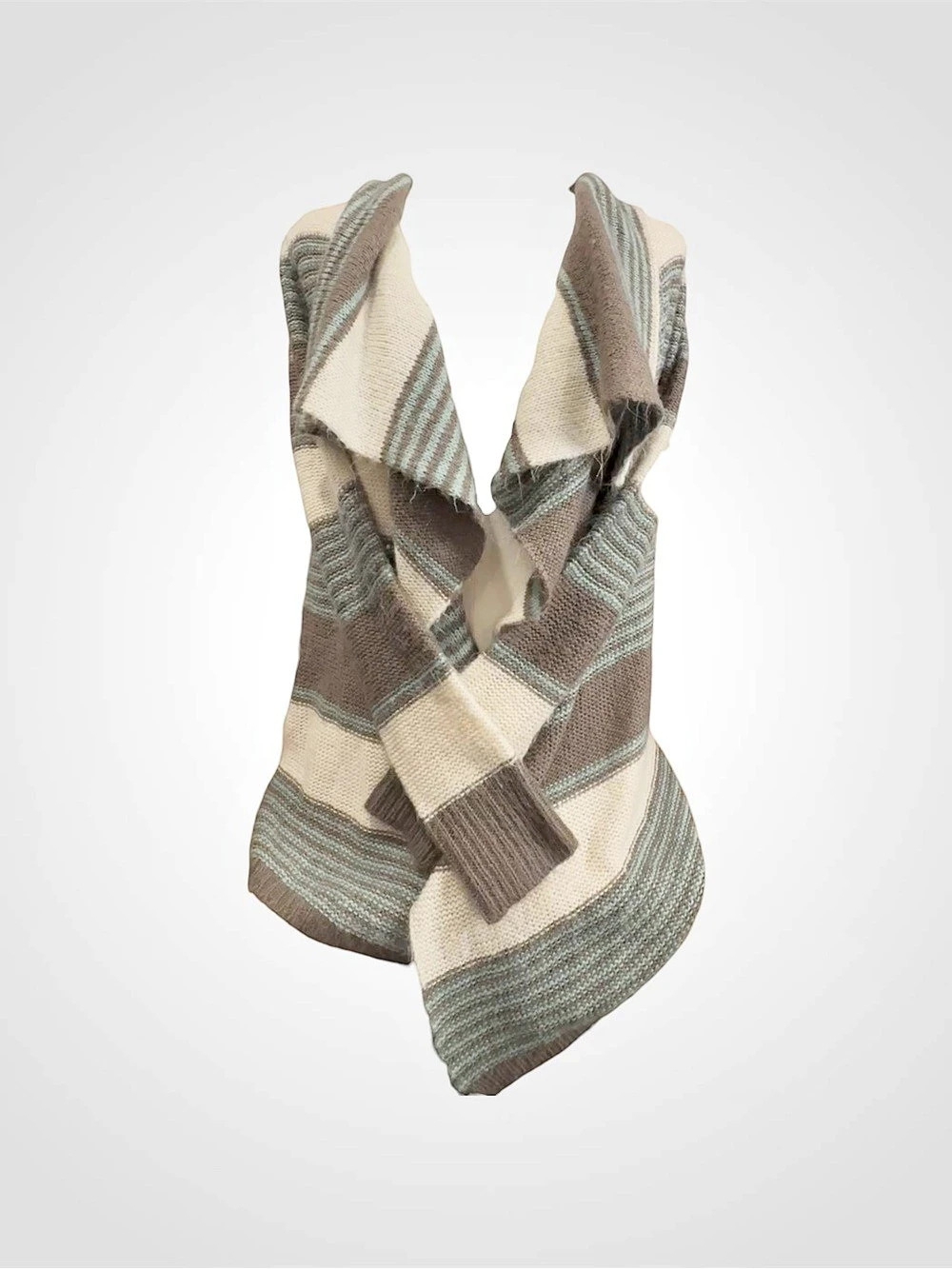 Draped Cardigan in Aqua & Brown Like New
